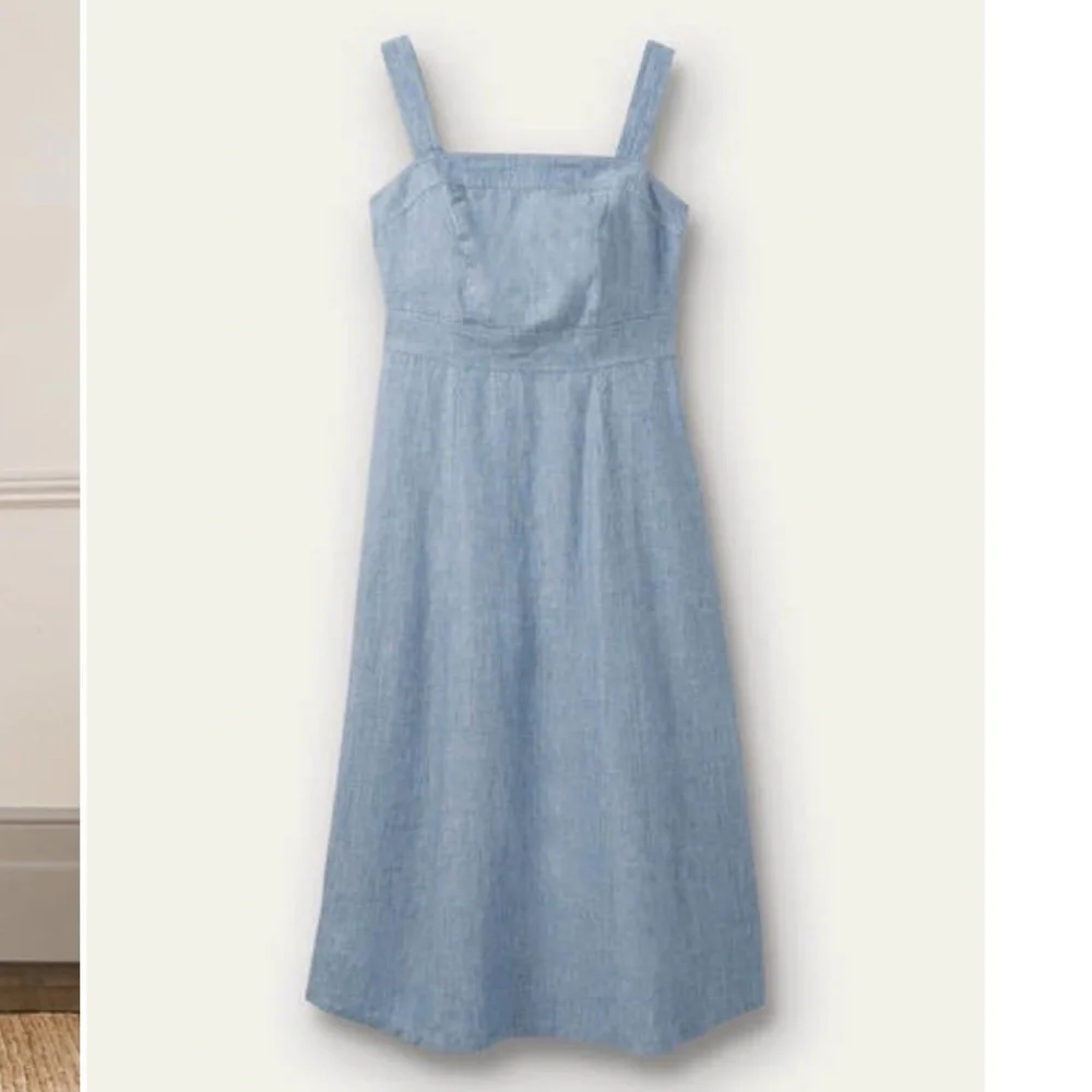 Boden Virginie Linen Midi Dress Chambray bra friendly coastal 16/18R 16 18 - Picture 5 of 16